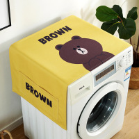 单开双开门冰箱防尘罩盖布北欧滚筒洗衣机罩微波炉防尘布盖巾 黄色小熊 冰箱双开门170*68CM（升级防水）