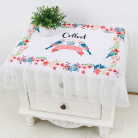 床头柜罩万能盖巾微波炉罩冰箱洗衣机防尘布锅盖布百搭床头柜盖布 浪漫小鸟 床头柜罩尺寸含花边75*80