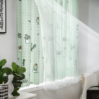 魔术贴简易窗帘免打孔安装遮光布出租房2020年新款打孔粘贴式 盆栽屋 宽3.6x高2.0对开