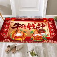 牛年卡通进门垫子吉祥入户门地垫脚垫踏垫防滑垫地毯门垫家用门外 牛转钱坤 80*160cm