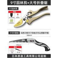 日本修剪树枝剪刀园林粗枝果树花剪盆景园艺花强力花艺花枝剪 9寸园林剪+大号折叠锯+赠品