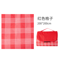 野餐垫户外便携野炊布地垫外出地垫子防潮可折叠防水草坪沙滩垫子 红格子（加大2*2M） 可坐8-10人趟4人