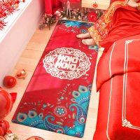 婚礼结婚庆用品新房装饰布置摆设新娘进门地垫子喜字地毯门垫脚垫 花田喜事-加厚绒面 45x160cm
