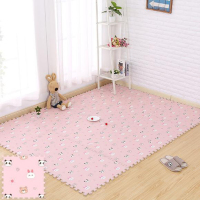 泡沫积木垫子爬行地板垫ins拼接家用卧室榻榻米卡通拼图地垫60x60 浅粉小熊 (优品) 30×30×1.2cm[48片