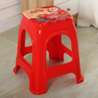 塑料凳子家用客厅餐桌椅子成人加厚塑胶板凳高登方凳熟胶凳小矮凳 加厚贴花款(高46cm)四张起拍