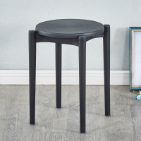 北欧简约塑料凳子加厚家用客厅餐桌凳熟胶网红现代简约高圆凳椅子 DIY-全黑色-特厚·LGF 加强版