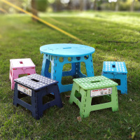 家用塑料小板凳折叠凳考研小凳子宿舍便携成人马扎学生折叠小椅子 折叠桌蓝(单桌)