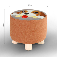 实木家用小矮凳子时尚换鞋凳方圆凳成人儿童沙发凳创意小椅子板凳 25高松木圆形可爱狗