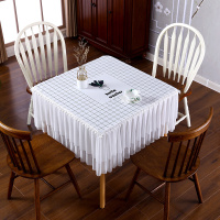 方桌桌布台布家用四方简约餐桌布八仙桌麻将桌正方形盖布防水布艺 简约黑白 方桌180*180CM(下垂35厘米)