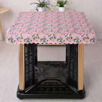 电暖炉罩正方形烤电炉皮罩防水电炉罩桌布烤火架桌面皮套烤火炉被 粉红色 小叶玫瑰粉色 138*75cmPU盖顶属定做