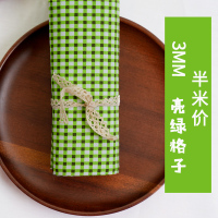 格子布料纯棉ins彩虹格子装饰服装窗帘桌布背景布手工DIY全棉面料 亮绿3mm格子