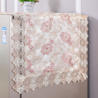 冰箱罩防尘罩冰箱帘双开门盖布盖巾遮盖防尘布单开门蕾丝蒙布家用 莲花 粉色 冰箱巾 70*170cm双开门冰箱