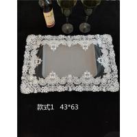 新款蕾丝奢华万能盖巾茶盘茶碗微波炉床头柜盖巾防尘布长方形桌布 白色1 43*63cm