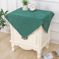 床头柜盖巾防尘多用方巾盖布冰箱巾洗衣机防尘加厚微波炉盖巾布艺 墨绿(两件装多用盖巾) 70cm*70cm