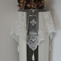 新款韩式蕾丝床头柜洗衣机盖布圆形客厅立式柜机空调防尘盖巾美式 白色1 117*117cm