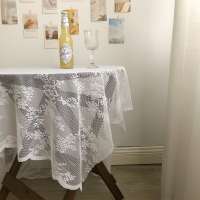 法式蕾丝桌布ins盖布长方形野餐垫白色镂空蕾丝布拍照背景布 白色蕾丝桌布 150*300cm