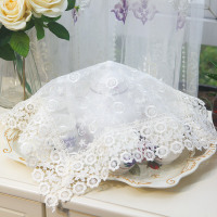 茶具小清新蕾丝功夫茶道茶杯玻璃杯果盘防尘防灰遮盖巾 蕾丝米纱-588款 加大号83*83cm