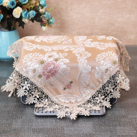 家用复印打印机防尘罩盖布惠普佳能爱普生兄弟遮盖罩子的帘布艺套 锦上添花-咖色 58*58cm(含花边）