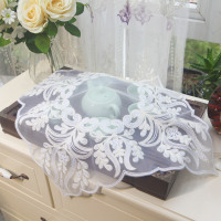 茶具盖布防尘罩布茶盘杯子防灰盖巾中国风长方形蕾丝茶道家用遮布 绒绣202白方 镜子盖巾大号83*83cm