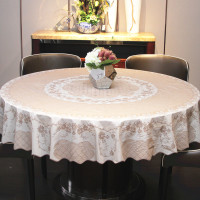 圆桌餐桌布家用客厅布艺台布欧式美式乡村防水防油防烫免洗pvc 大叶花-咖啡(面料升级加厚) 桌布直径180cm(适合11