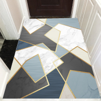 地垫家用入户大门口进门垫鞋柜客厅卧室厨房厕所卫生间防滑踩脚垫 Z轻奢蓝三角 定制1*1
