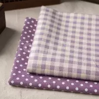 棉麻布料出口日韩朝阳格子亚麻布zakka田园麻布布料桌布沙发面料 紫格半米(宽1.5米)