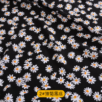 人造棉布料宝宝衣服睡衣棉绸面料夏季卡通印花儿童绵绸棉布清仓 雏菊黑底(半米价)