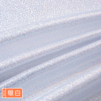 镭射幻彩指纹点布料网红主播七彩闪亮烫金布舞台背景布演出服面料 银白(一米价)