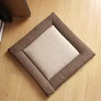 日式亚麻坐垫椅垫方形坐垫蒲团加厚榻榻米飘窗福字咖啡坐垫 米白色有带子 60X60(厚4厘米)