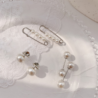 珍珠胸针收腰夹子调节裙子腰围改小神器防走光扣衣服别针固定领口 白珍珠扣+别针+插针-6件套