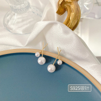 珍珠纯银针耳钉2021设计感耳环2020年新款潮简约小巧气质耳饰品女 X型珍珠耳钉(银针)