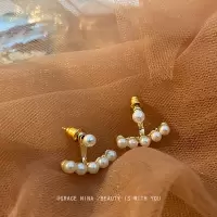 一款两戴! 扇形珍珠耳环2021年新款潮s925银针耳钉高级感耳饰女 两戴式扇形珍珠 925银针