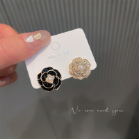 DoRa|不对称高级感山茶花耳钉女气质纯银针耳饰耳环2021年新款潮 山茶花 925银针