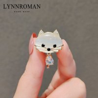 无痕吸铁石防走光扣磁力小胸针可爱小猫仿水晶别针扣衬衫西装装饰 LY734胸针-小猫磁力扣