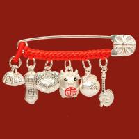 宝宝孕妇安胎祈福压惊别针挂件新生婴儿925纯银胸针定制 S18莲子花生锁牛福袋斧子