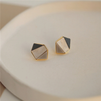 S925银针高级感大理石灰色耳钉小众几何设计感耳环女气质韩国耳饰 大理石灰 银针
