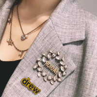 Drew字母笑脸中国限定男女情侣同款潮流百搭装饰胸针徽章高档配饰 Drew字母胸针