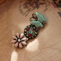 2021新品时尚胸花女开衫毛衣外套胸针西装大别针韩国镶钻花朵配饰 544#复古蝴蝶雏菊胸针