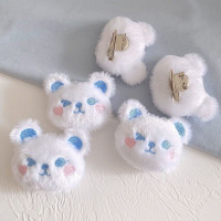 别针胸针女可爱毛绒玩具配饰徽章包包清新日系小熊 可爱蓝白小熊全套[共3个]