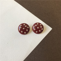 vintage西洋珐琅釉耳钉925银针复古港风红色玫瑰耳环女 红色珐琅水钻耳钉 银针 2.4cm