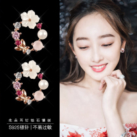 S925银针清新ins少女耳环韩国贝壳花朵珍珠耳钉网红潮人耳坠耳饰 X906贝壳花朵耳坠
