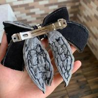 大号黑色夸张蝴蝶结雪纺蕾丝领结女 连衣裙衬衫装饰配饰领花别针 重工发夹款