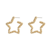 高级感五角星耳环女气质小众设计心形耳钉银针网红简约耳饰耳夹 镂空五角星耳钉
