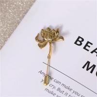 复古文艺范莲花胸针个性西装胸针领针衬衣外套简约装饰西服别针 亮仿金 115-13