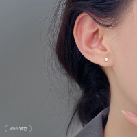 925纯银耳钉女简约小巧耳棒养耳洞2020年新款潮百搭2021耳骨耳饰 耳钉大号-银色3mm