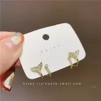 耳环2020年新款美人鱼尾S925银针耳饰简约镶钻百搭耳坠小巧女网红 美人鱼尾耳钉 925银针
