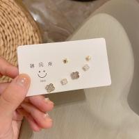 925银针满钻四叶草耳钉一周套装组合简约小巧多耳洞防过敏耳骨钉 四叶草 6只装