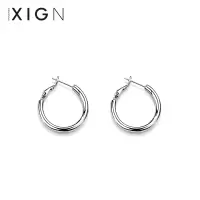 XIGN圆圈耳圈925纯银银针气质网红冷淡耳扣个性耳钉简约耳环耳饰 925银针圆圈耳钉银大号(2只价)