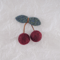 小樱桃胸针女毛毡胸花 胸针 配饰可爱少女日系韩国小清新装饰品 酒红色