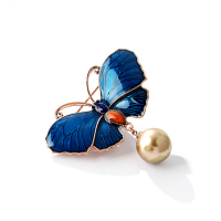 高档珐琅彩蝴蝶胸针女韩国时尚百搭外套开衫别针个性气质西装胸花 古金铜